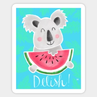 Delish Koala Eating Watermelon Sticker